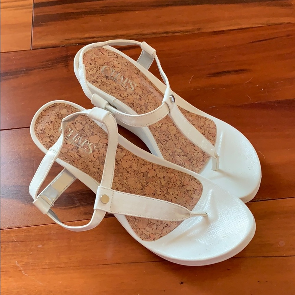 White Chaps Sandal Wedge